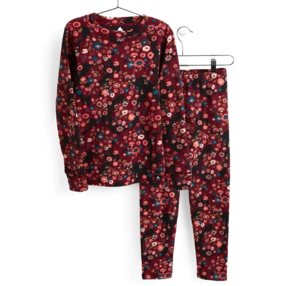Burton Kids Burgundy Floral Mid Layer Fleece set size medium